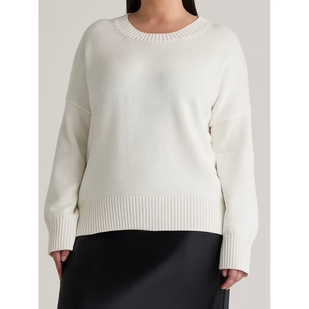Quince Ivory 100% Organic Cotton Boyfriend Crew‎ Sweater XL Woman's